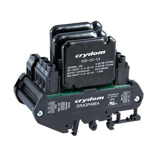 Crydom Ssr Contactor  3-Phase  Din Rail Mount  480Vac/4A DRA3P48A4